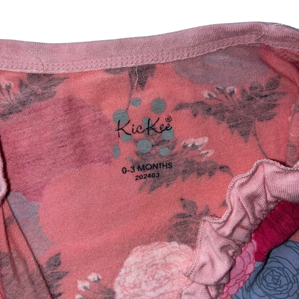 Kickee Pants Bamboo Ruffle Footie Romper‎ Set 2pc Floral Paris Newborn 0-3M